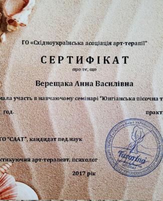 Сертификат "Юнгианская песочная терапия"